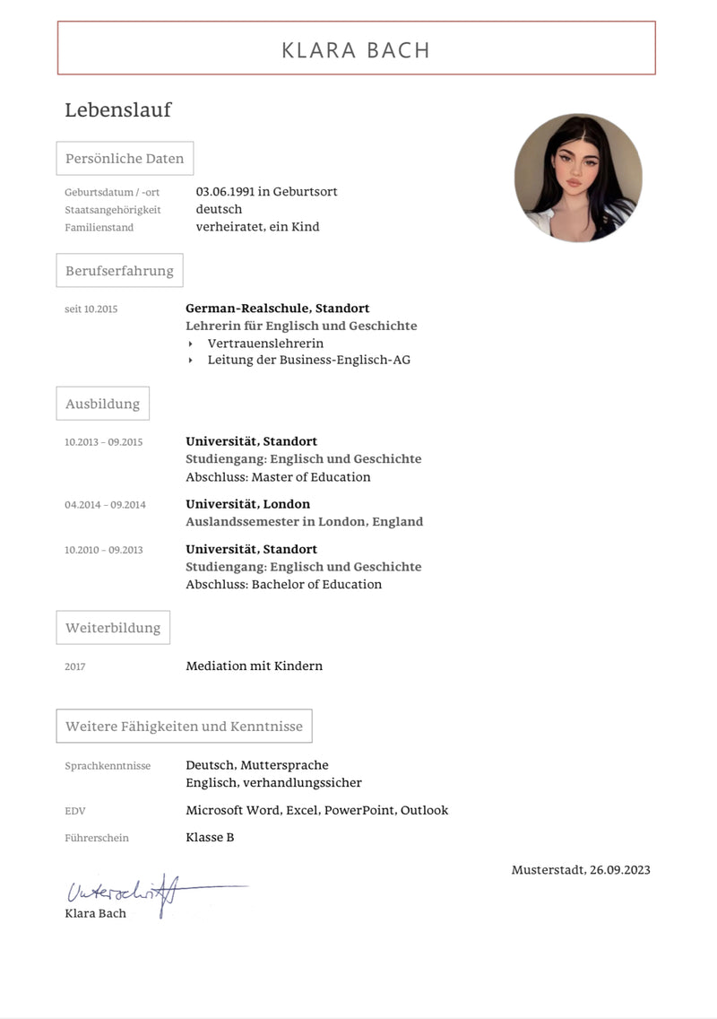 CV VORLAGE Geniusary